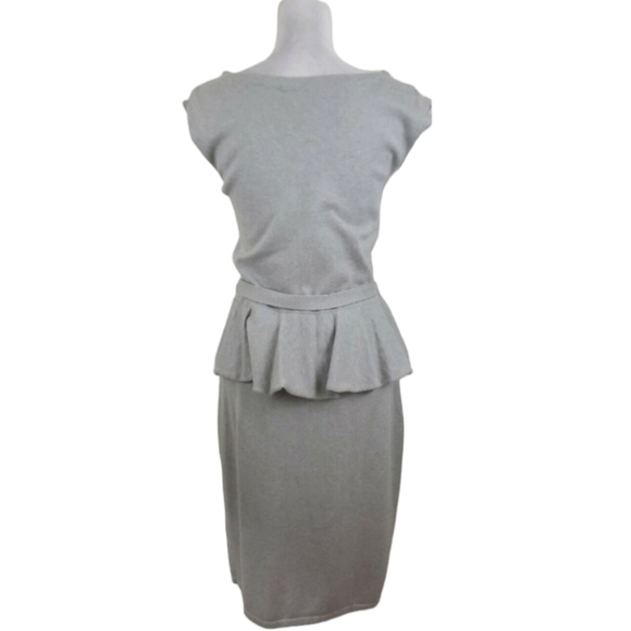 ~~SOLD~~LRL Ralph Lauren ~Woman Size L~ Light Gray Sleeveless Peplum Waist Dress - Picture 9 of 12